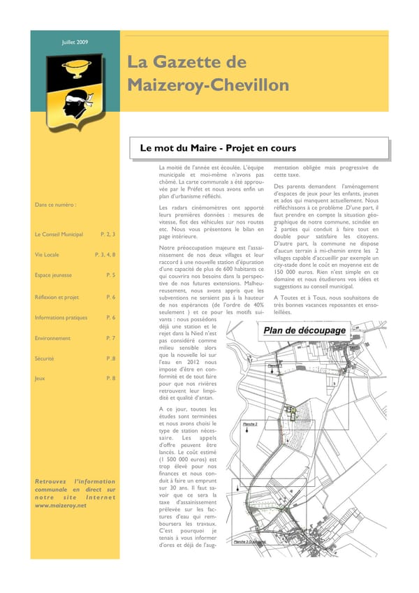Première page de La Gazette, juillet 2009