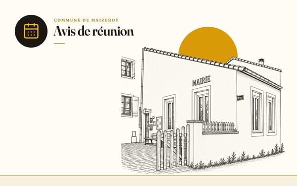 Dessin au trait de la mairie, rubrique Avis de réunion
