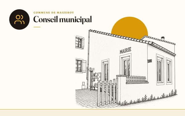 Dessin au trait de la mairie, rubrique Conseil municipal